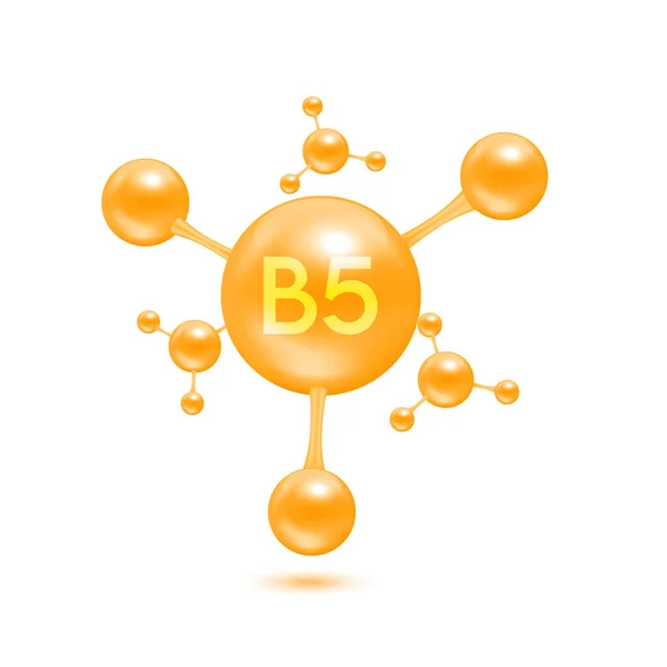 维生素B5以原子分子的形式呈现橙色光泽 在白色背景上孤立的图标3D 矿物质维生素复合体 医学和科学概念 矢量Eps10示例 — 图库矢量图片
