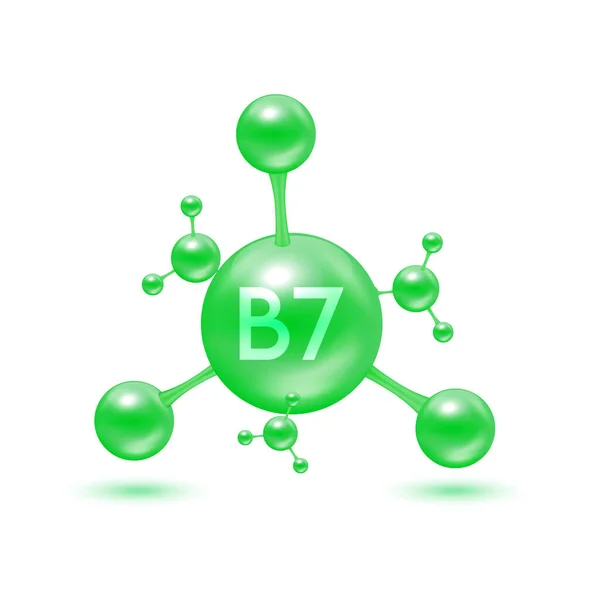 Vitamina Forma Moléculas Átomos Verde Brillante Icono Aislado Sobre Fondo — Archivo Imágenes Vectoriales