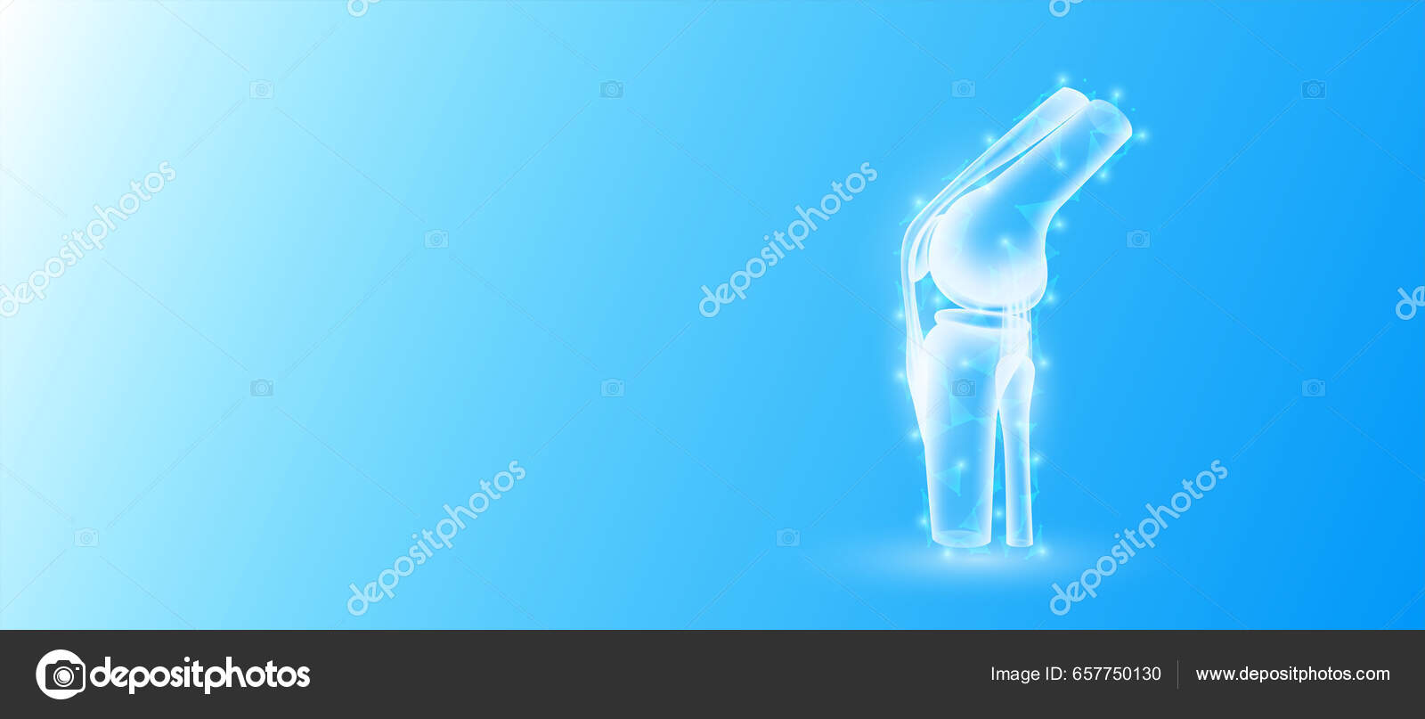 Human Bone Joint Anatomy Form Line Triangles Connecting Blue Background