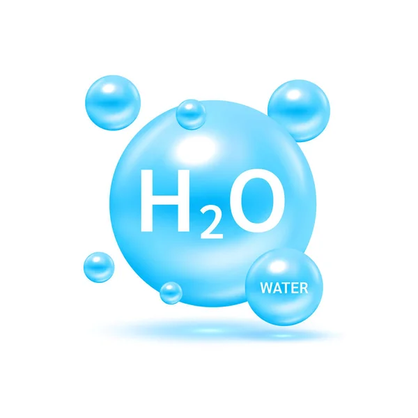 Woda H2O Molekuły Modele Niebieskie Chemiczne Formuły Naturalne Dekoracji Kosmetyków — Wektor stockowy