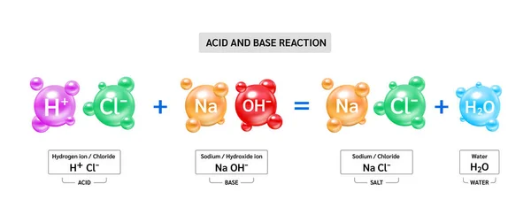 Reacción Química Que Ocurre Entre Ácido Una Base Propiedades Para — Vector de stock