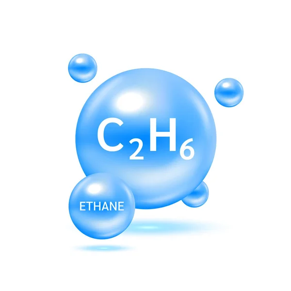 Ethangas Molekülmodelle Und Physikalisch Chemische Formeln Erdgas Brennbarer Gasförmiger Brennstoff — Stockvektor
