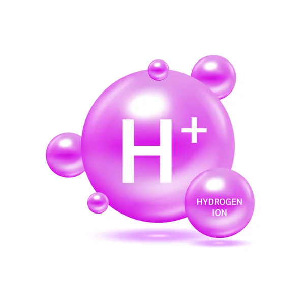 氢离子 酸性溶液的势 生态学和生物化学概念 背景为白色 3D矢量图解 — 图库矢量图片