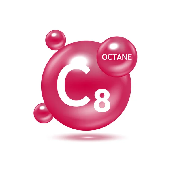 Octane Gas C8H18 Molecule Models Physical Chemical Formulas Natural Gas — Stock Vector