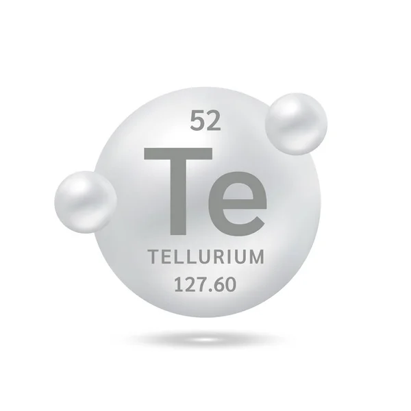 Molekul Telurium Memodelkan Perak Dan Rumus Kimia Unsur Ilmiah Gas - Stok Vektor
