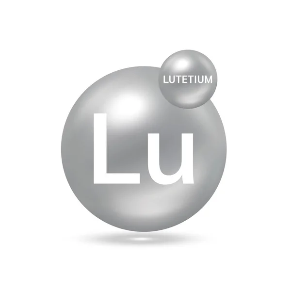 Молекула Лютеция Моделирует Серебристо Серый Химические Формулы Научный Элемент Природный — стоковый вектор