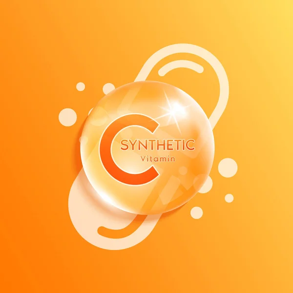 Couleur Eau Orange Goutte Vitamine Synthétique Sur Icône Capsule Beauté — Image vectorielle