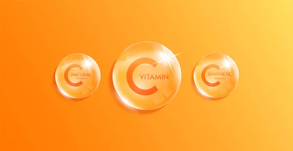 Vitamina Minerales Complejos Agua Naranja Gotita Vitaminas Sintéticas Naturales Belleza — Vector de stock