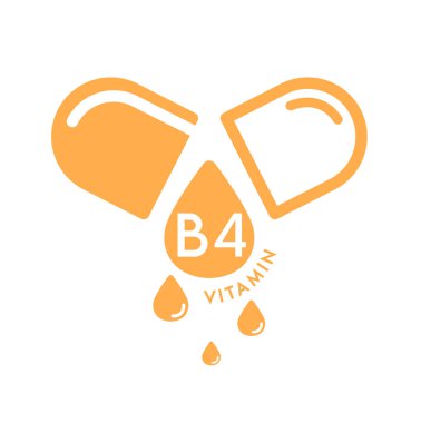 Beyaz zemin üzerinde izole edilmiş kapsül turuncu renkli basit çizgi şeklinde B4 vitamini simgesi. Web uygulama mobil ve yazdırma ortamında kullanılacak tasarım. Tıbbi sembol konsepti. Vektör EPS10 illüstrasyonu.