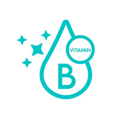 Mobil uygulama ve web siteleri için beyaz zemin üzerinde izole edilmiş B vitamini simgesi. Vektör illüstrasyonu.