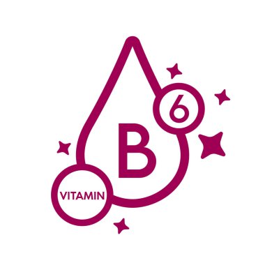 Mobil uygulama ve web siteleri için beyaz bir arka planda izole edilmiş B6 vitamin ikonu sembolü. Vektör illüstrasyonu.