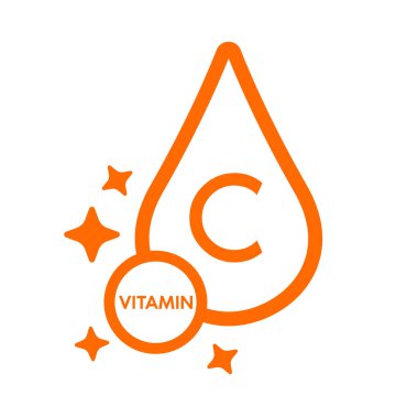 Mobil uygulama ve web siteleri için beyaz arka planda izole edilmiş C vitamini simgesi. Vektör illüstrasyonu.
