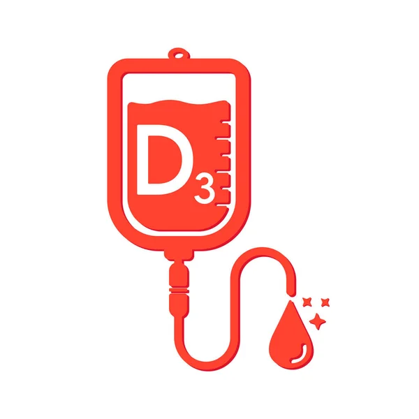 Vitamin Drip Saline Bag Icon Red Form Simple Line Vitamins — Stockvector