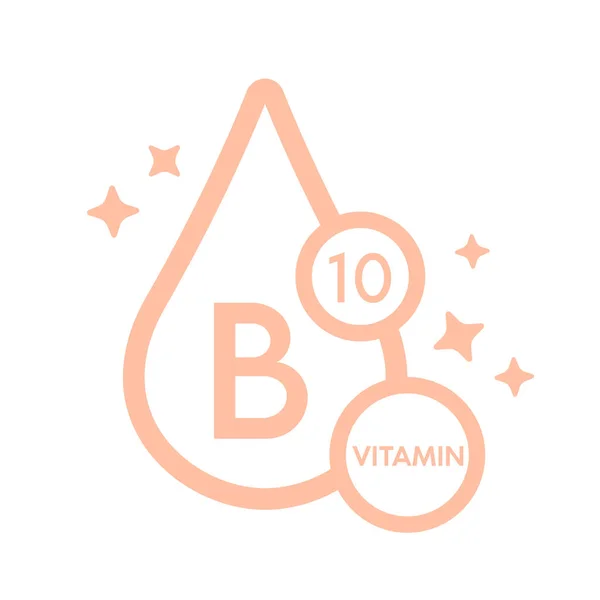 stock vector Simple drop water line vitamin B10 icon symbol pink isolated on a white background for mobile app and websites. Vector illustration.