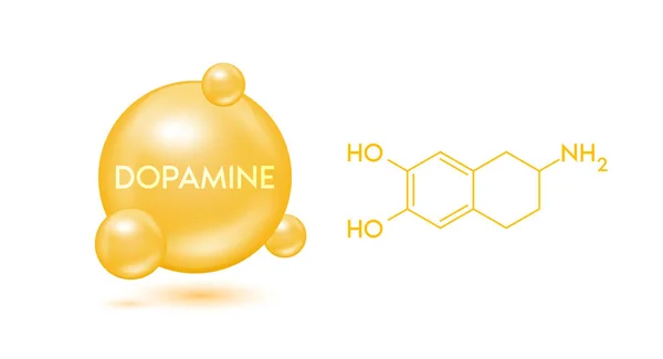 Dopamin Modell Narancs Szerkezeti Kémiai Képlet Szimbólum Ikon Elszigetelt Fehér — Stock Vector