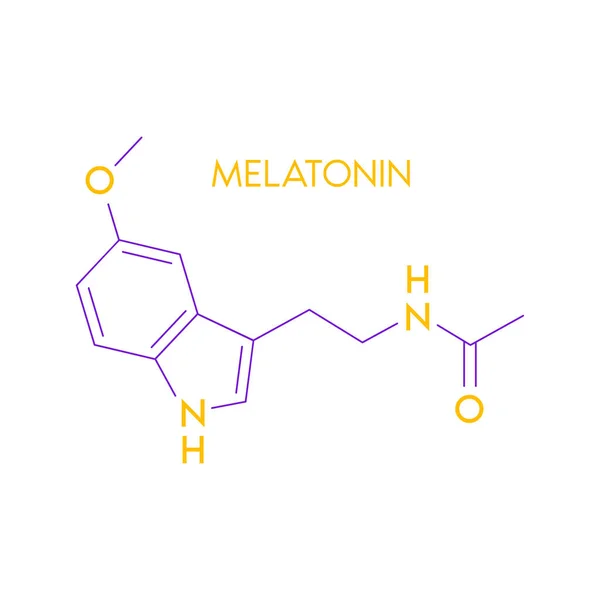 Fórmula Química Estructural Melatonina Aislada Sobre Fondo Blanco Melatonina Hormonal — Vector de stock