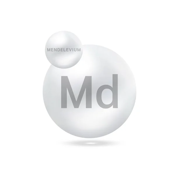 Molécule Mendélevium Modélise Argent Concept Écologie Biochimie Sphères Isolées Sur — Image vectorielle