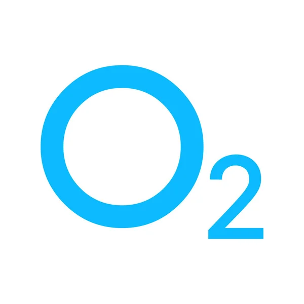氧气O2分子蓝色天然气 生态学和生物化学概念 白色背景的图标 病媒图解 — 图库矢量图片