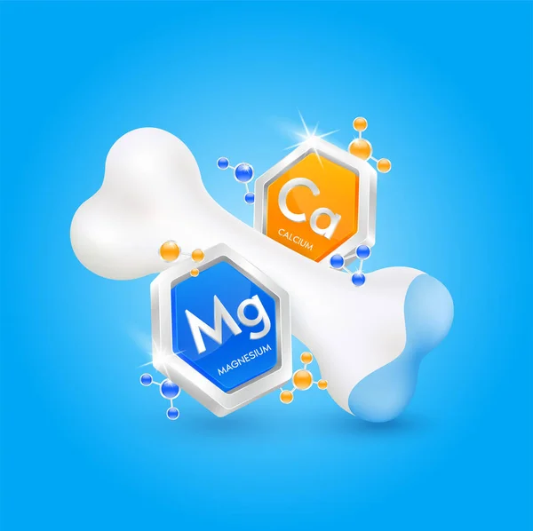 Sain Minéraux Magnésium Bleu Orange Calcium Avec Orbite Molécule Atome — Image vectorielle