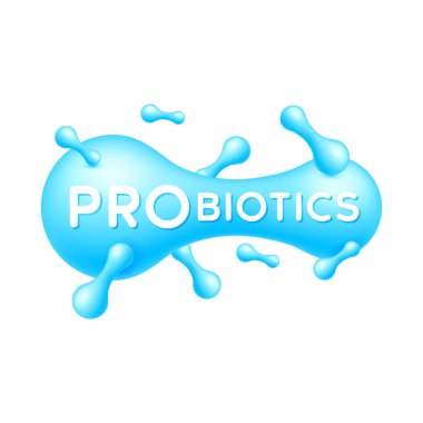 Probiyotik bakteri mavisi. Mide ve bağırsak için iyi bir bakteriyel bitki. Biyoloji laktübasili. Sağlık hizmetleri dokunulmazlık desteği. Sağlıklı beslenme. Beyaz arkaplanda 3D simgesi izole edildi. Vektör.
