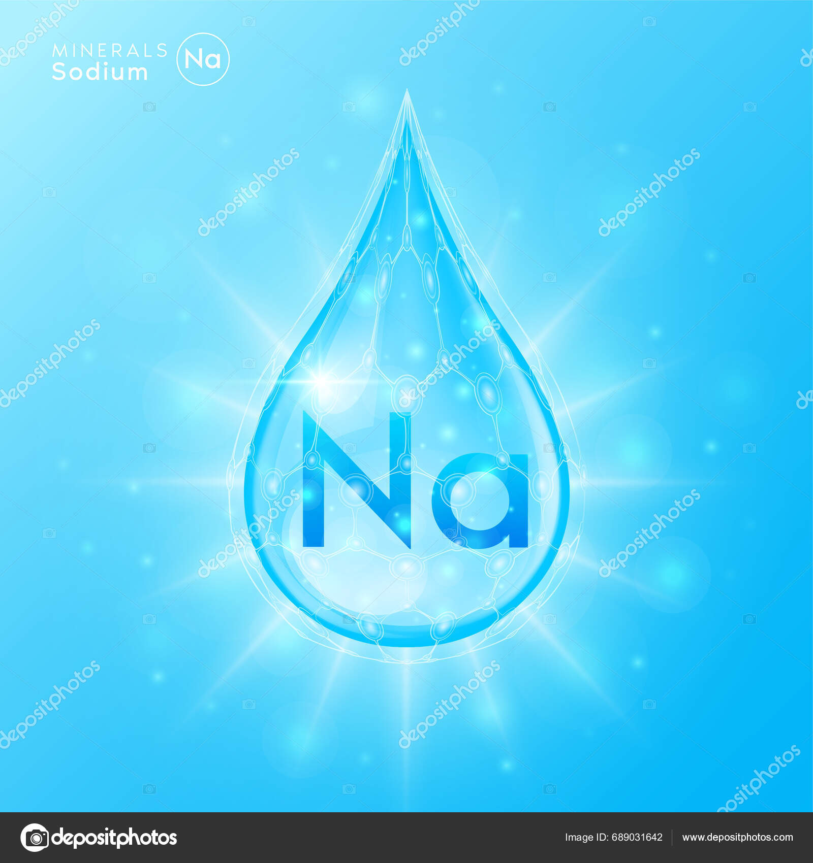 Essential Sodium Minerals Health Human Body Blue Crystal Mineral Water