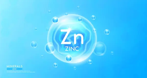 Minéraux Zinc Intérieur Bulle Bleue Flottant Dans Air Vitamines Complément — Image vectorielle