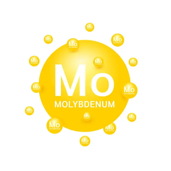 Yellow Molybdenum Minerals White Background Natural Nutrients Vitamins Essential Body — Vector de stock
