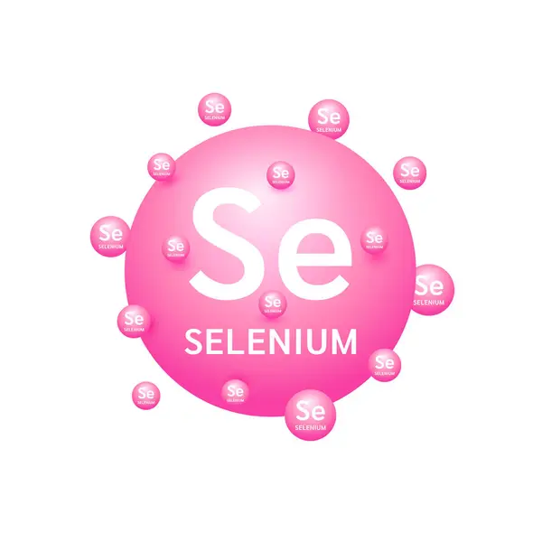 Pink Selenium Minerals White Background Natural Nutrients Vitamins Essential Body — Vector de stock