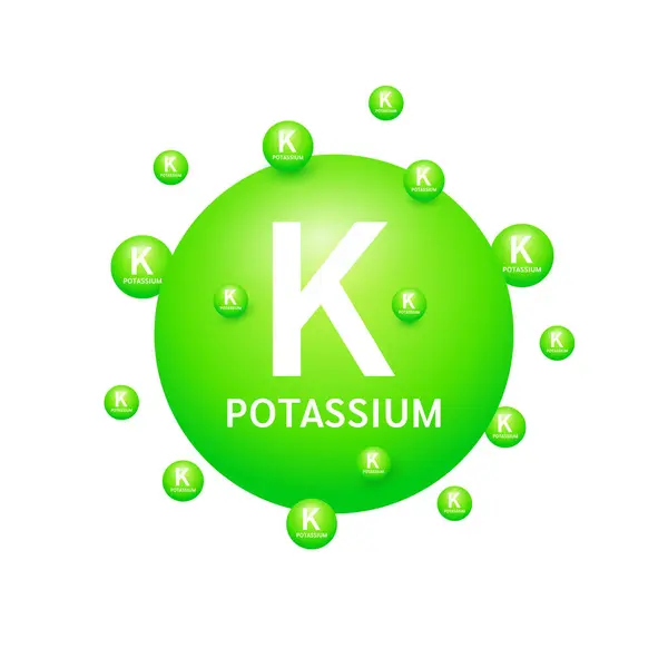 Green Potassium Minerals White Background Natural Nutrients Vitamins Essential Body — Vector de stock