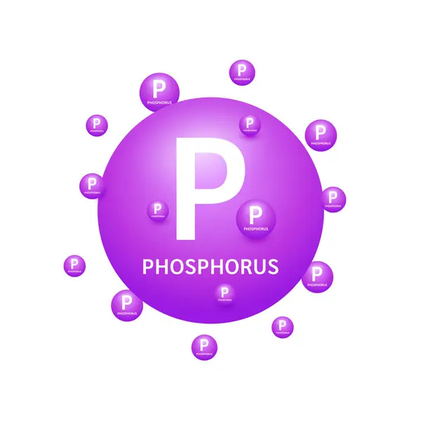 Purple Phosphorus Minerals White Background Natural Nutrients Vitamins Essential Body — стоковый вектор