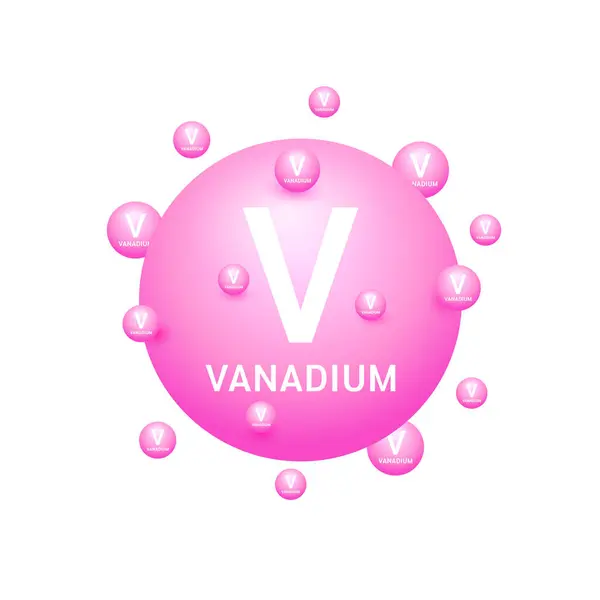 Pink Vanadium Minerals White Background Natural Nutrients Vitamins Essential Body — Vetor de Stock