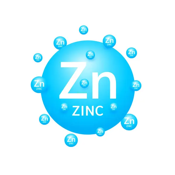 Blue Zinc Minerals White Background Natural Nutrients Vitamins Essential Body — Vetor de Stock