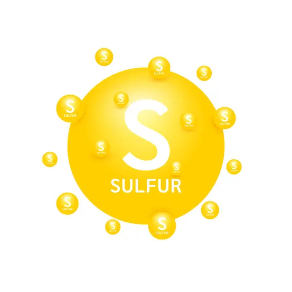 Yellow Sulfur Minerals White Background Natural Nutrients Vitamins Essential Body — Stockvector