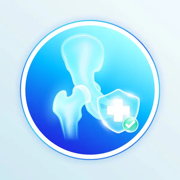 Gesundheit Hüftgelenk Knochen Menschliche Innere Organe Medizinisches Symbol Kreuz Blauen Stockillustration