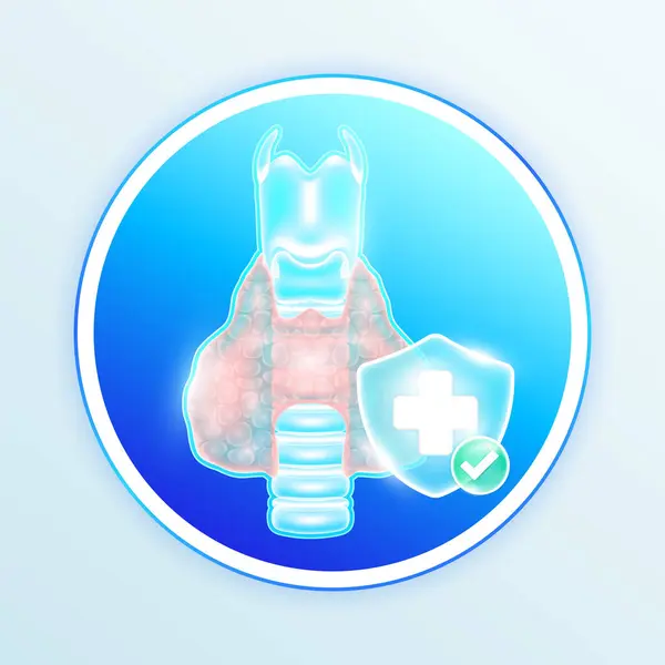 Gesundheitswesen Schilddrüse Menschlichen Inneren Organen Medizinisches Symbol Kreuz Blauen Schild lizenzfreie Stockvektoren