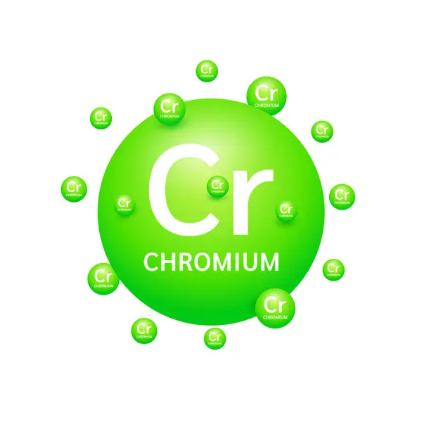 Grüne Chrom Mineralien Auf Weißem Hintergrund Natürliche Nährstoffe Und Vitamine Stockvektor