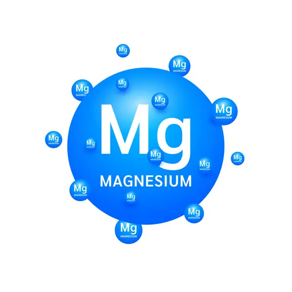 Beyaz Arka Planda Mavi Magnezyum Mineralleri Hasarlı Organların Onarılmasına Yardımcı Stok Illüstrasyon