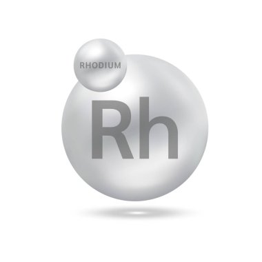 Rodyum molekül modelleri gümüş. Ekoloji ve biyokimya kavramı. Beyaz arka planda izole küreler. 3B Vektör İllüstrasyonu.