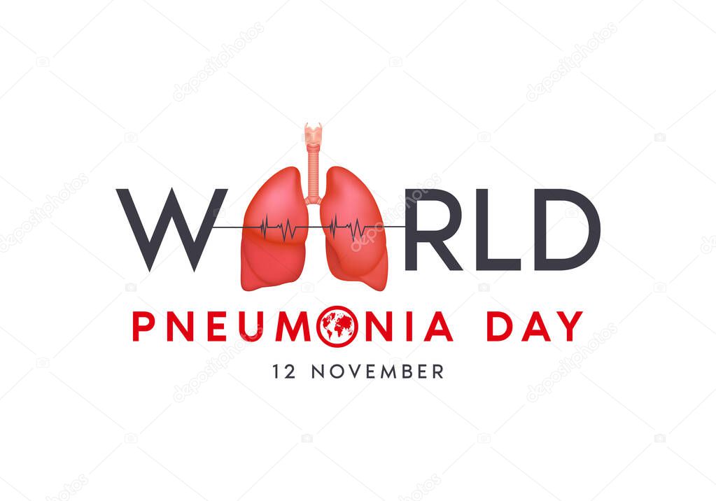 World Pneumonia Day, Tuberculosis. Human lung anatomy organ on white background. Poster or banner for website. Medical concept. 3D Vector EPS10.