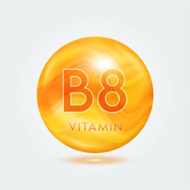 Portakal rengi B6 vitamini. Güzellik besin cildi. Vitamin kompleksi gri arka planda izole edilmiş. Ürün tasarımı için. Tıbbi ve bilimsel kavramlar. Simge 3D Vektör EPS10.