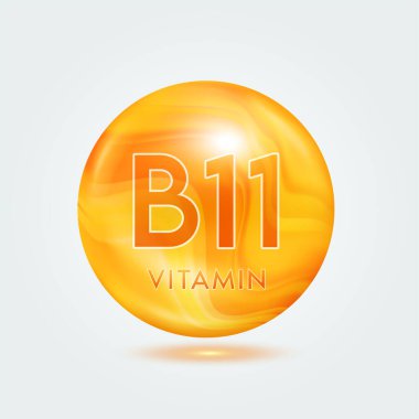 Portakallı U vitamini. Güzellik besin cildi. Vitamin kompleksi gri arka planda izole edilmiş. Ürün tasarımı için. Tıbbi ve bilimsel kavramlar. Simge 3D Vektör EPS10.