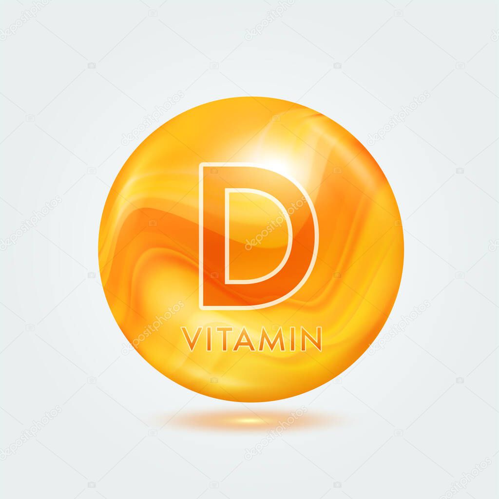 Vitamin U ball orange. Beauty nutrition skincare. Vitamins complex isolated on gray background. For product design. Medical and scientific concepts. Icon 3D Vector EPS10.