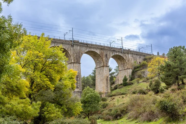 Järnvägsbro Som Korsar Cofiofloden Sierra Guadarrama Madrid — Stockfoto