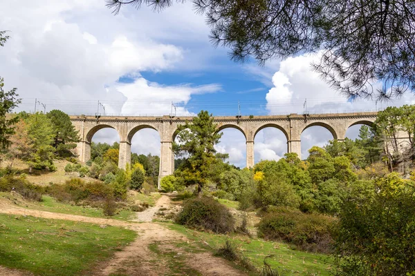 Σιδηροδρομική Γέφυρα Που Διασχίζει Τον Ποταμό Cofio Στη Sierra Guadarrama — Φωτογραφία Αρχείου