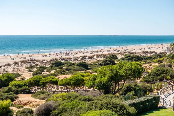 stock image sand dunes that give access to La Barrosa beach in Sancti Petri, Cadiz, Spain