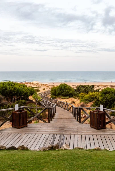 Sancti Petri, Cadiz, İspanya 'da La Barrosa sahilindeki kum tepeleri