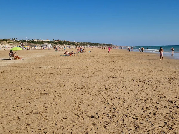 Stranden Barrosa Vid Lågvatten Sancti Petri Chiclana Frontera Cadiz Spanien — Stockfoto