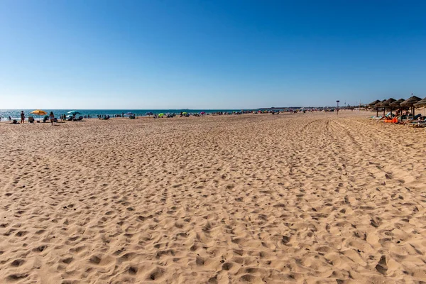 Παραλία Barrosa Χαμηλή Παλίρροια Στο Sancti Petri Chiclana Frontera Cadiz — Φωτογραφία Αρχείου
