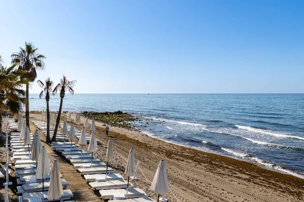 Městská Pláž Marbella Bez Lidí Provincii Malaga Španělsko — Stock fotografie
