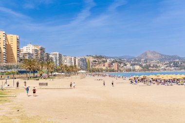 Malaga şehrindeki Malagueta plajı, İspanya